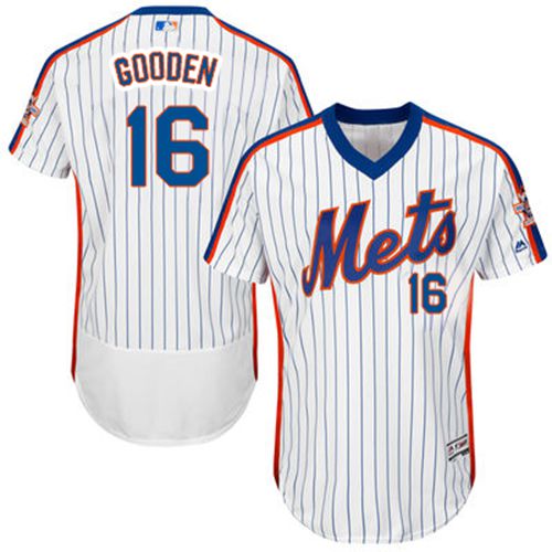 Mets #16 Dwight Gooden White(Blue Strip) Flexbase Authentic Collection Cooperstown Stitched Jersey - Zenithce