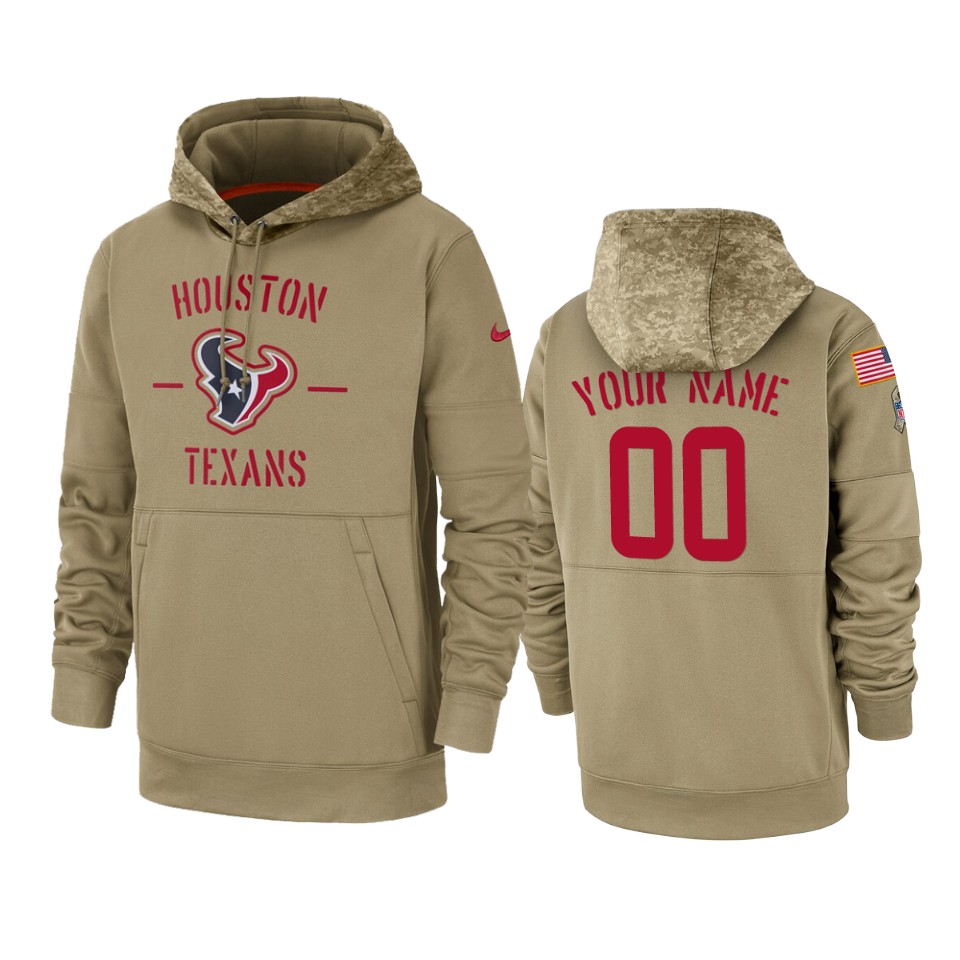 Houston Texans Customized Tan 2019 Salute To Service Sideline Therma Pullover Hoodie - Zenithce