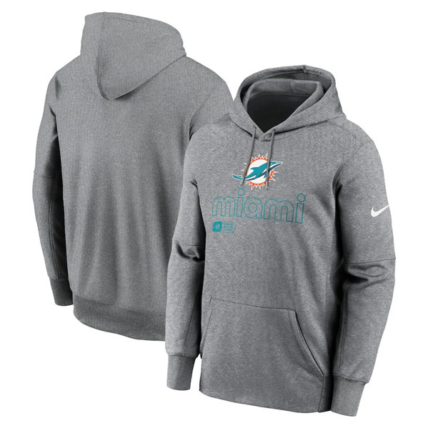 Miami Dolphins Gray Performance Pullover Hoodie - Zenithce