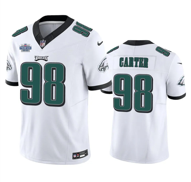 Philadelphia Eagles #98 Jalen Carter White 2023 F.U.S.E. Prem1ere Patch Vapor Untouchable Stitched Jersey - Zenithce