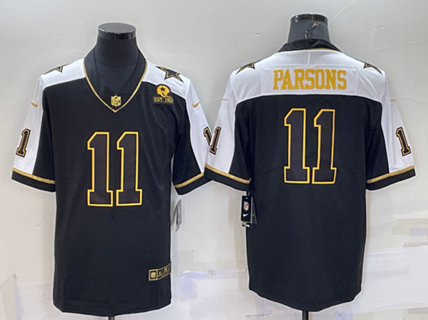 Dallas Cowboys #11 Micah Parsons Black Gold Thanksgiving With Patch Stitched Jersey - Zenithce