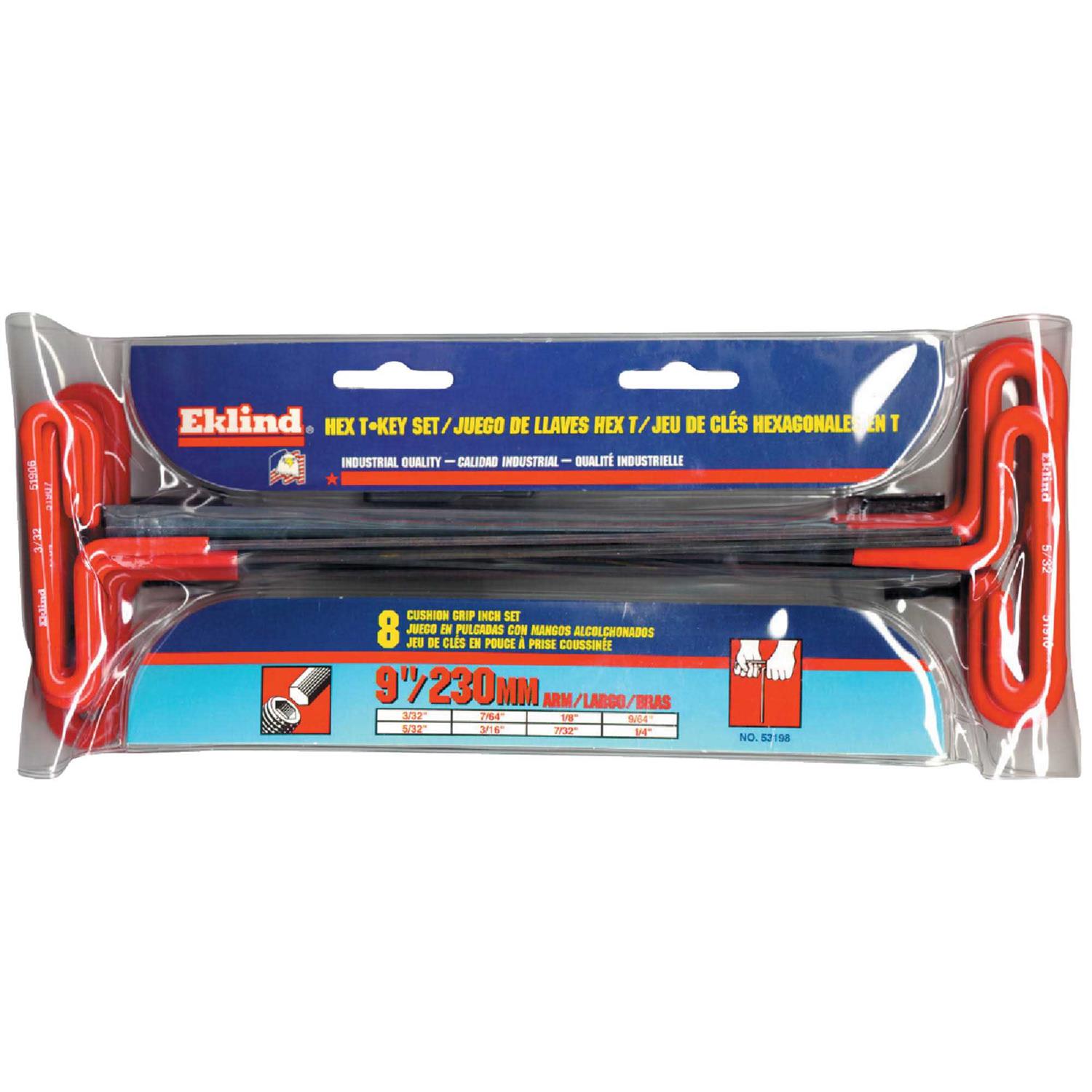 Eklind 8 Piece T-Handle Hex Key Set 53168 - Zenithce