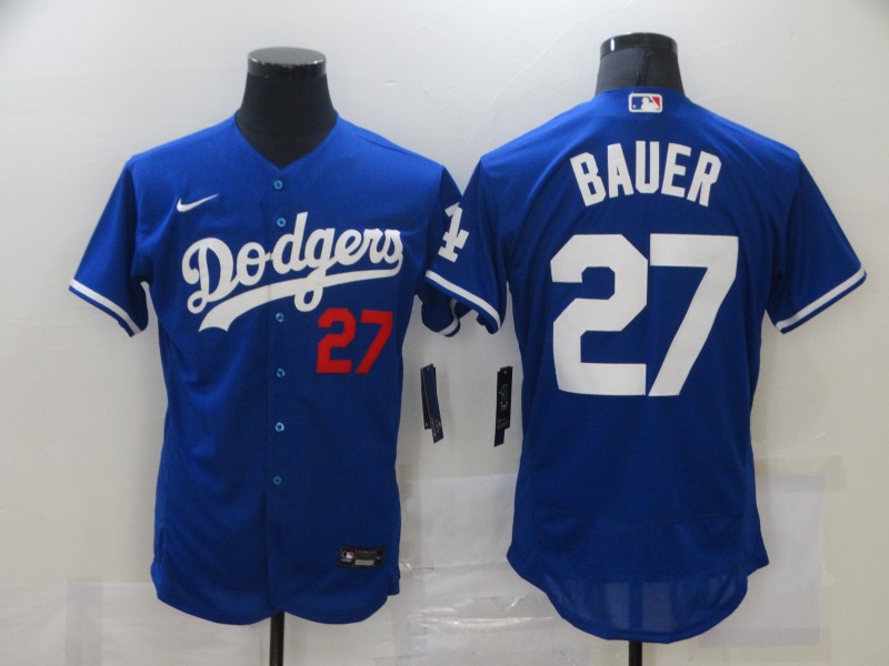 Los Angeles Dodgers #27 Trevor Bauer Blue Flex Base Sttiched Jersey - Zenithce