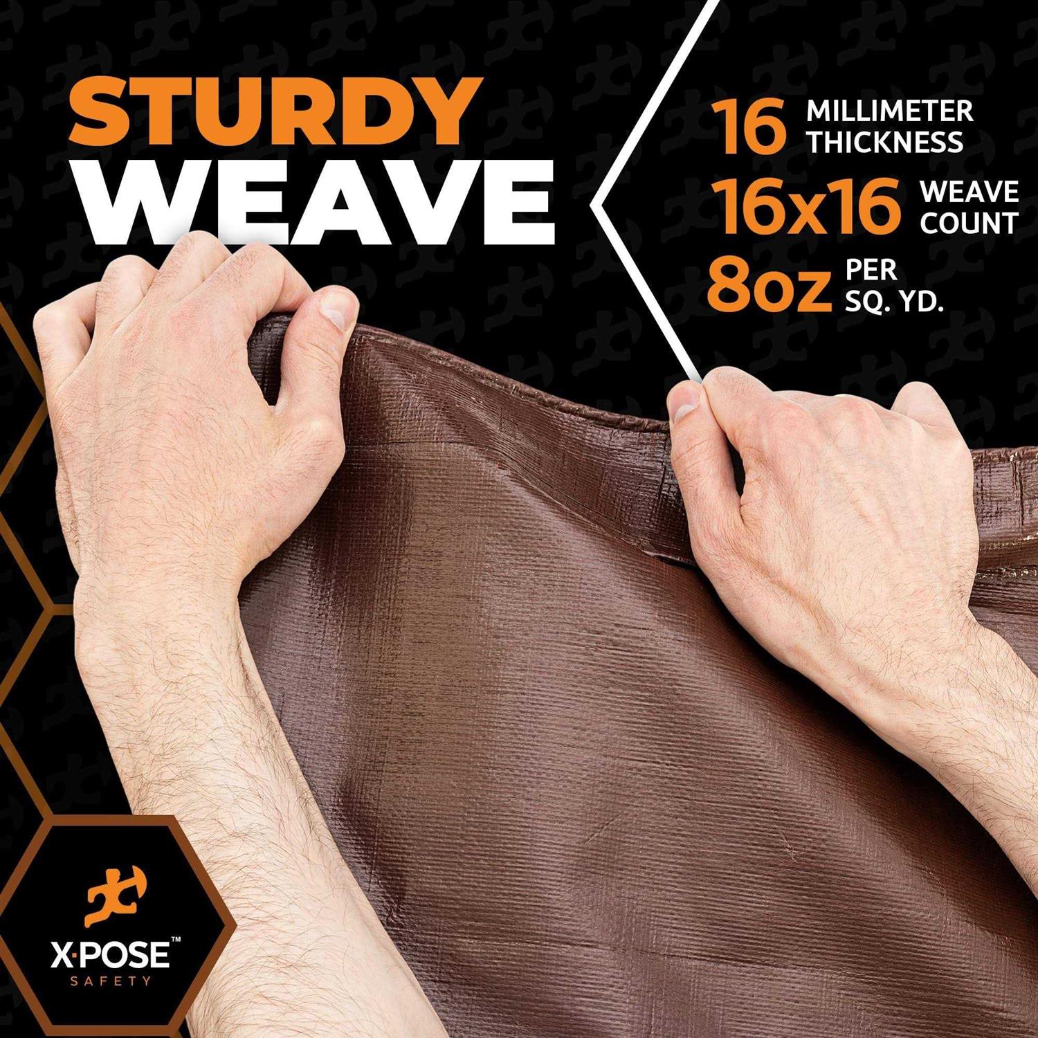 Xpose Safety Super Heavy Duty 16 Mil Brown Poly Tarp - Zenithce