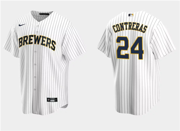 Milwaukee Brewers #24 William Contreras White Cool Base Stitched Jersey - Zenithce