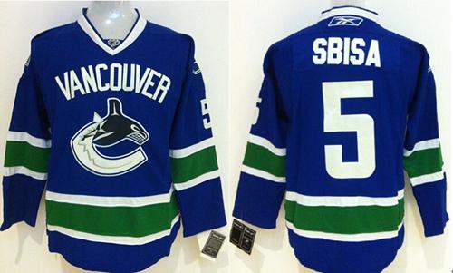 Canucks #5 Luca Sbisa Blue Stitched Jersey - Zenithce