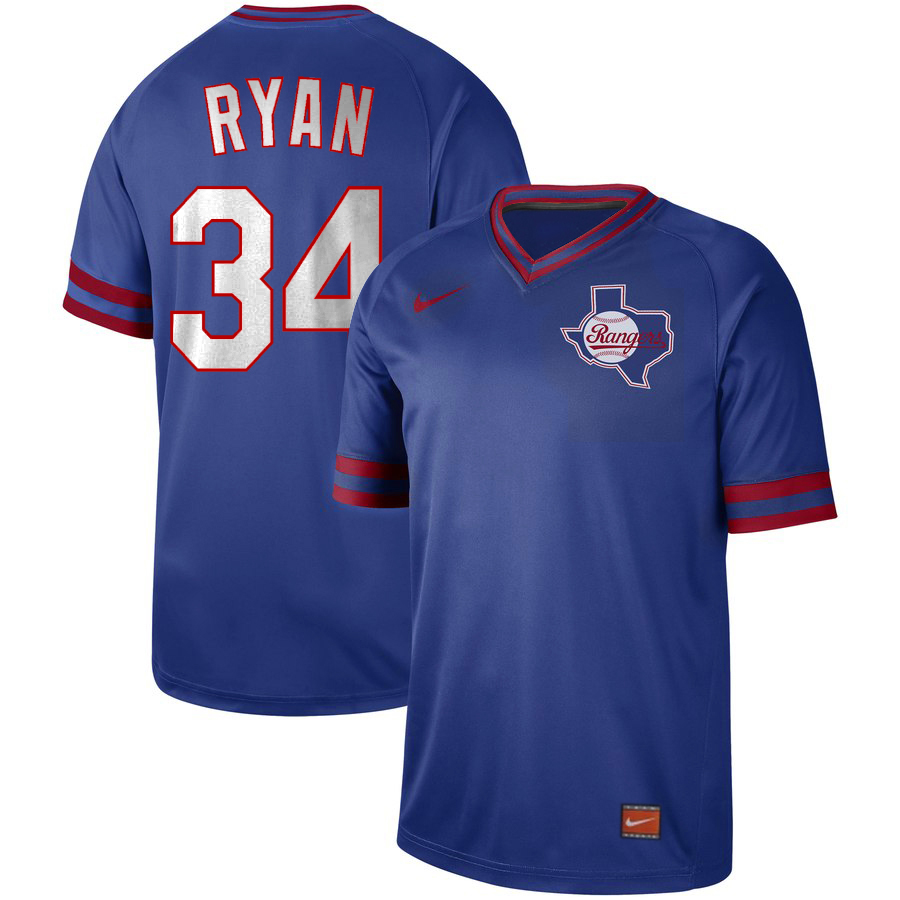 Texas Rangers #34 Nolan Ryan Royal Cooperstown Collection Legend Stitched Jersey - Zenithce