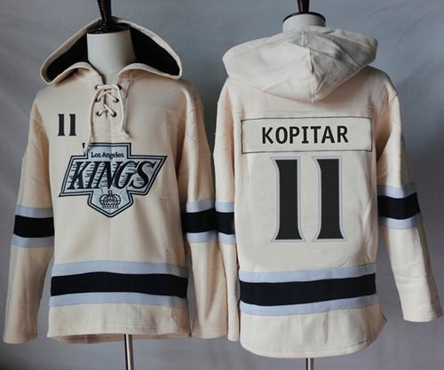 Kings #11 Anze Kopitar Cream Sawyer Hooded Sweatshirt Stitched Jersey - Zenithce