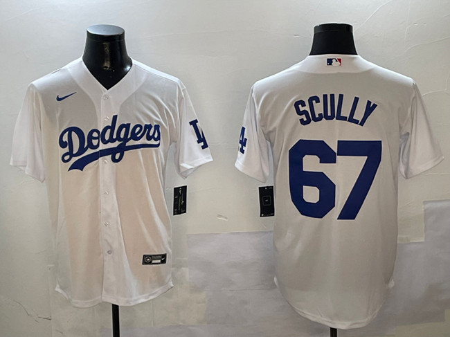 Los Angeles Dodgers #67 Vin Scully White Cool Base Stitched Jersey - Zenithce