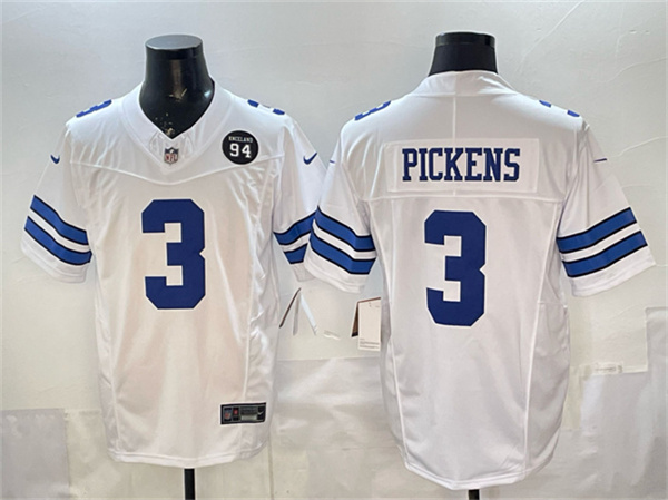 Dallas Cowboys #3 George pickens Navy F.U.S.E. 94 Marshawn Kneeland Memorial Patch Vapor Limited Stitched Jersey - Zenithce