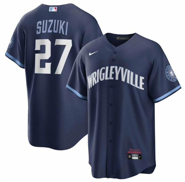 Chicago Cubs #27 Seiya Suzuki Navy City Connect Cool Base Stitched Jersey - Zenithce