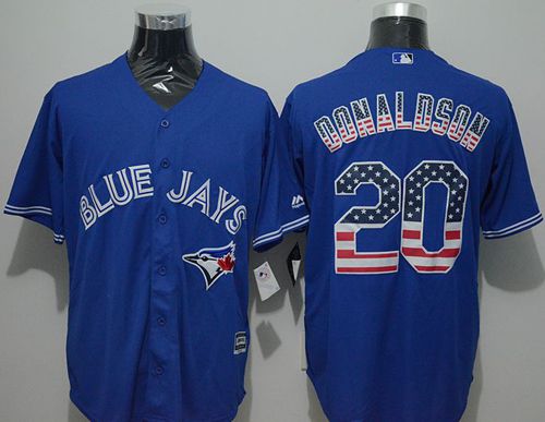 Blue Jays #20 Josh Donaldson Blue USA Flag Fashion Stitched Jersey - Zenithce