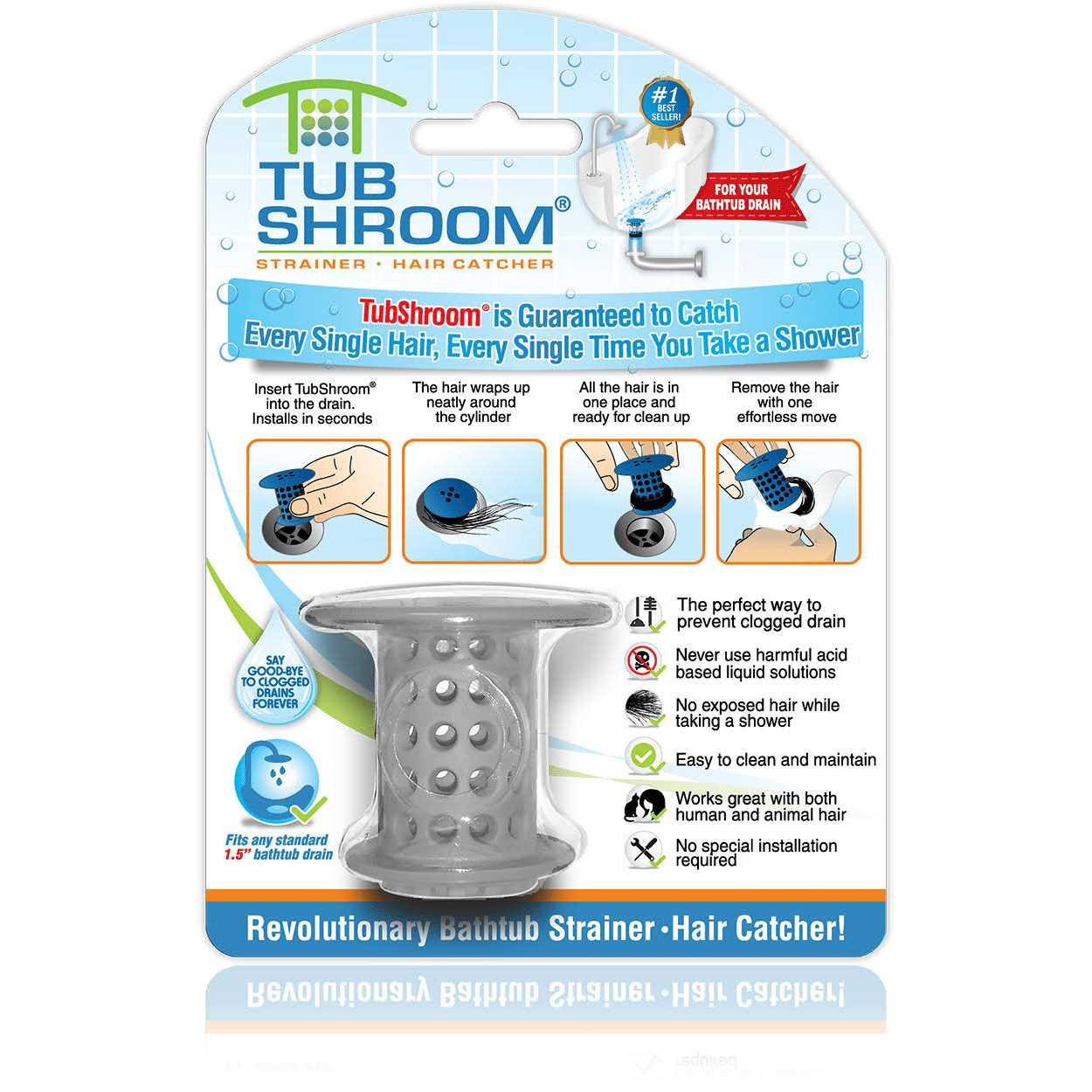 Tubshroom Tub Hair Catcher Drain Protector - Zenithce