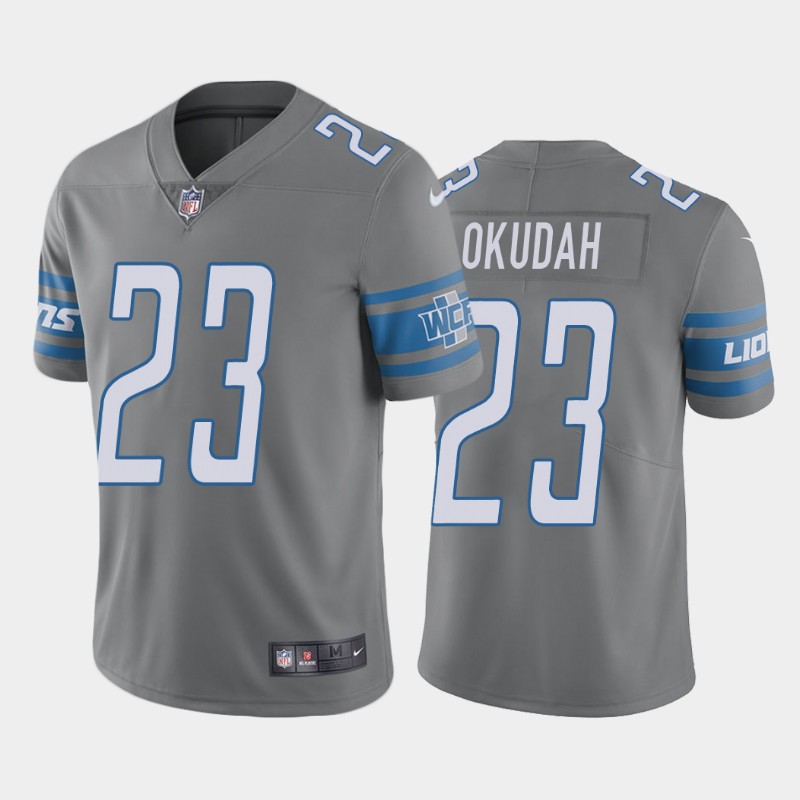 Detroit Lions #23 Jeff Okudah Grey Vapor Untouchable Limited Stitched Jersey - Zenithce