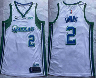 Dallas Mavericks #2 Kyrie Irving White With 6 Patch 2022 City Edition Swingman Stitched Jersey - Zenithce