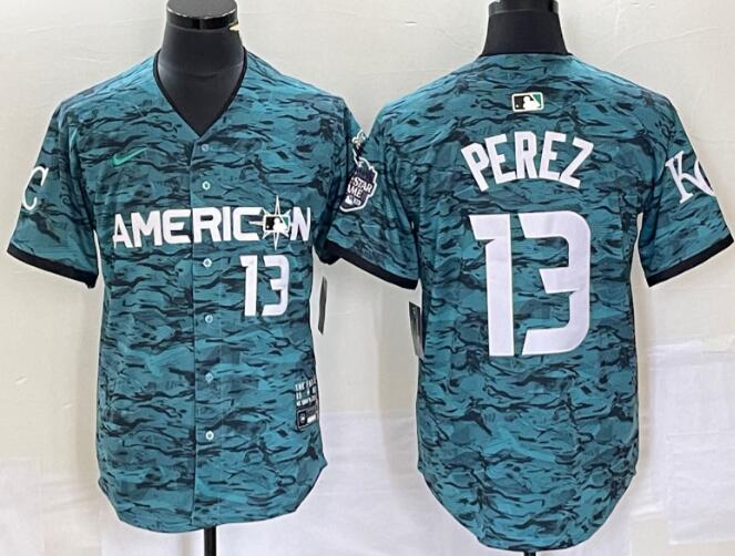 Kansas City Royals #13 Salvador Perez Teal 2023 All-Star Cool Base With Patch Stitched Jersey - Zenithce