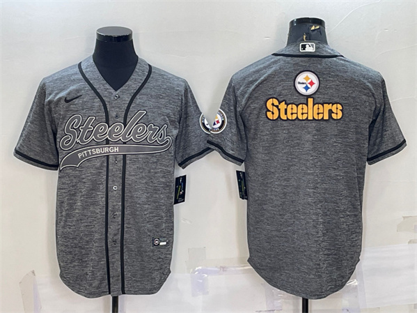 Pittsburgh Steelers Gray Team Big Logo With Patch Cool Base Stitched Jersey - Zenithce