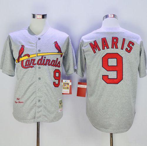 Mitchell And Ness 1967 Cardinals #9 Roger Maris Grey Throwback Stitched Jersey - Zenithce