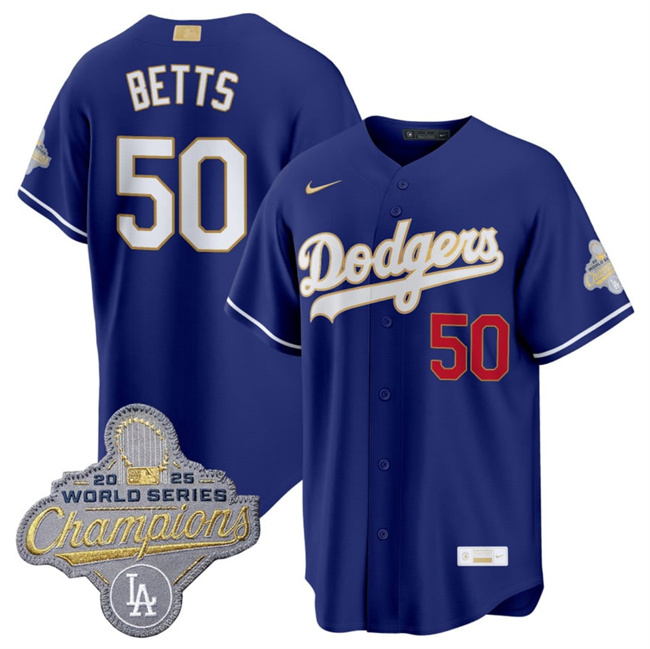 Los Angeles Dodgers #50 Mookie Betts Royal 2026 Alternate Gold Collection Stadium Stitched Jersey - Zenithce