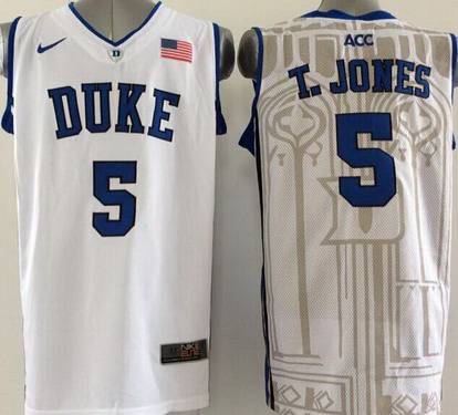 Duke Blue Devils #5 Tyus Jones White Jersey - Zenithce