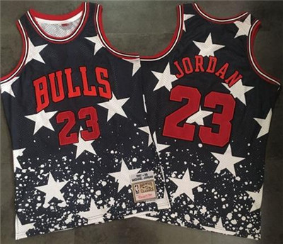 Bulls #23 Michael Jordan Navy Throwback 1997 4th of July Stitched Jersey - Zenithce