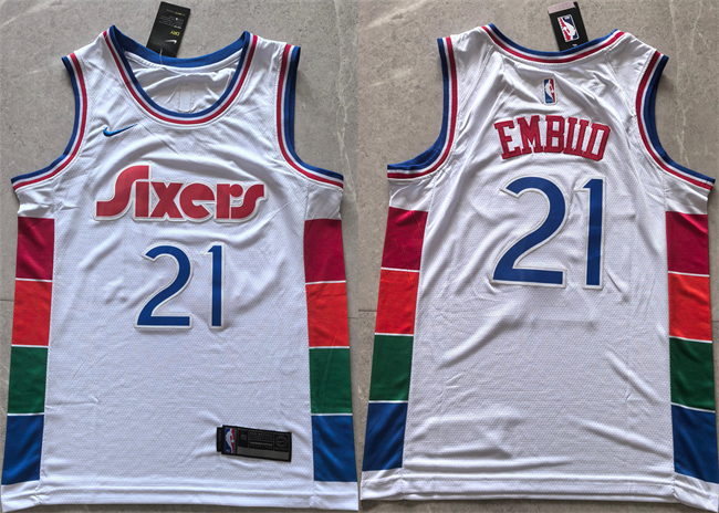 Philadelphia 76ers #21 Joel Embiid White 2024 25 City Edition Stitched Jersey - Zenithce