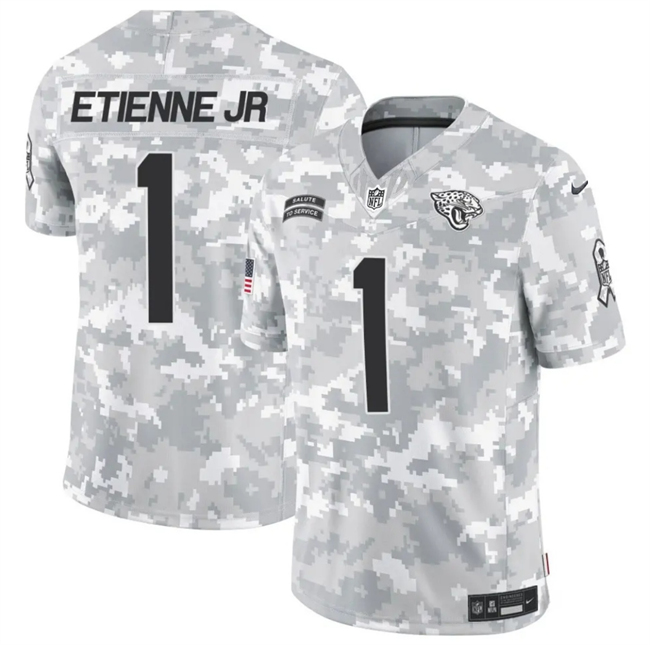 Jacksonville Jaguars #1 Travis Etienne Jr. Arctic Camo 2024 F.U.S.E. Salute To Service Limited Stitched Jersey - Zenithce