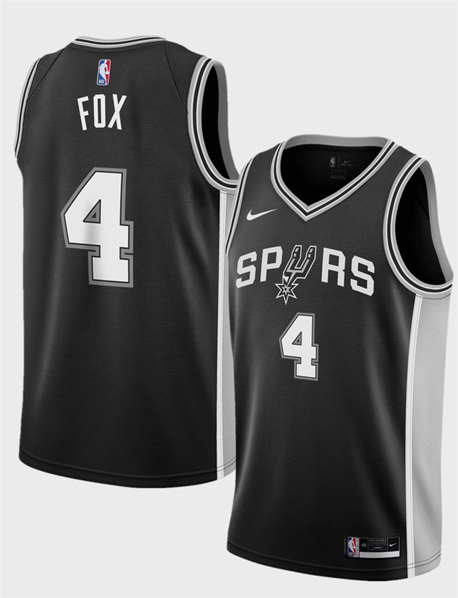 San Antonio Spurs #4 De'Aaron Fox Black 2024-25 Icon Edition Stitched Jersey - Zenithce