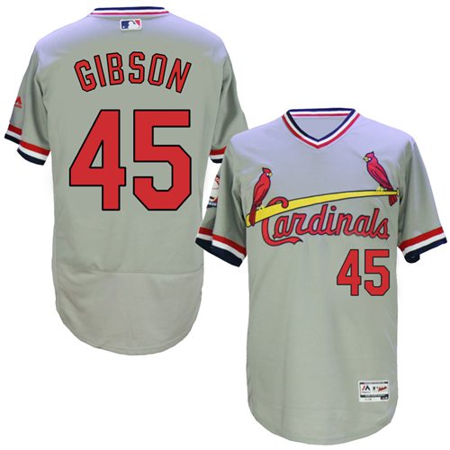 Cardinals #45 Bob Gibson Grey Flexbase Authentic Collection Cooperstown Stitched Jersey - Zenithce