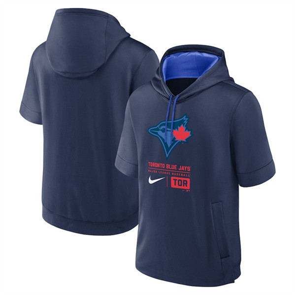 Toronto Blue Jays Navy City Connect Short Sleeve Pullover Hoodie - Zenithce