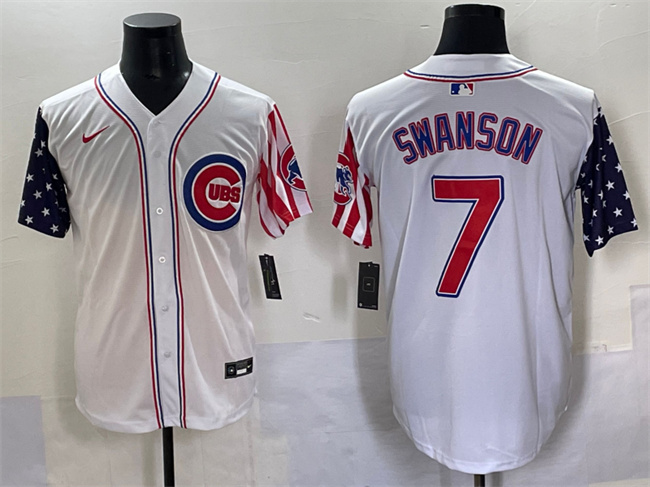 Chicago Cubs #7 Dansby Swanson White 2025 Independence Day Vapor Premier Limited Stitched Jersey - Zenithce