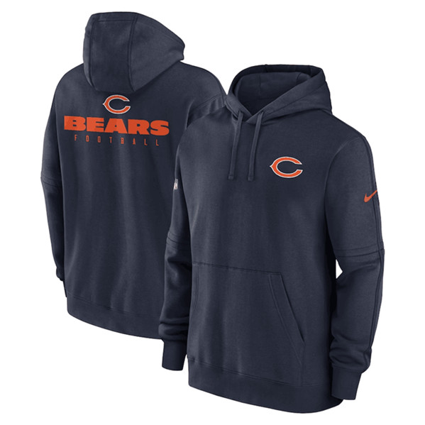 Chicago Bears Navy Sideline Club Fleece Pullover Hoodie - Zenithce