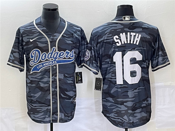 Los Angeles Dodgers #16 Will Smith Gray Camo Cool Base With Patch Stitched Jersey - Zenithce