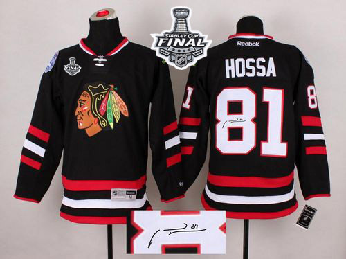 Blackhawks #81 Marian Hossa Black Autographed 2015 Stanley Cup Stitched Jersey - Zenithce