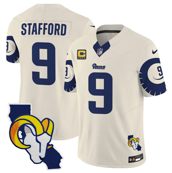 Los Angeles Rams #9 Matthew Stafford Bone 2025 4-Star C Patch F.U.S.E. V2 Limited Stitched Jersey - Zenithce
