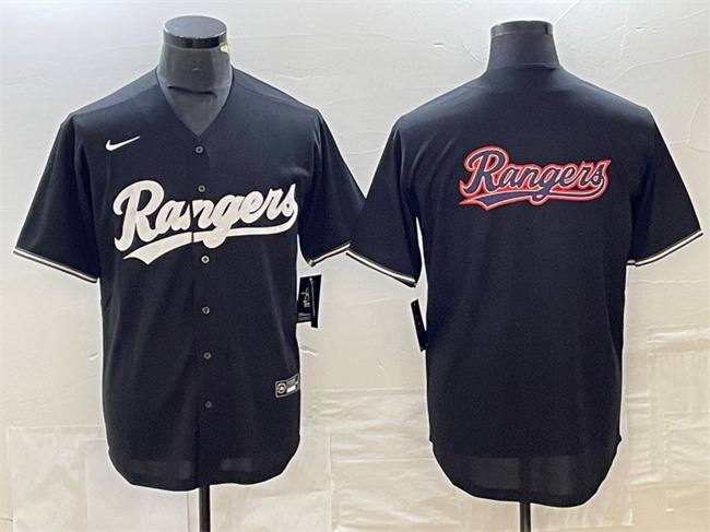 Texas Rangers Black Team Big Logo Cool Base Stitched Jersey - Zenithce