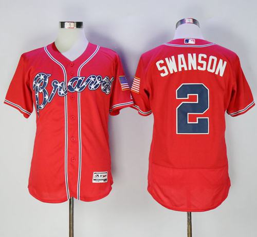 Braves #2 Dansby Swanson Red Flexbase Authentic Collection Stitched Jersey - Zenithce