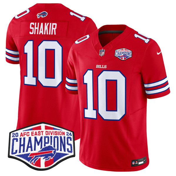 Buffalo Bills #10 Khalil Shakir Red 2024-25 F.U.S.E. AFC East Division Champions Patch Limited Stitched Jersey - Zenithce