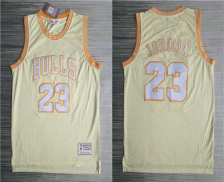 Chicago Bulls #23 Michael Jordan Gold Hardwood Classics Soul Throwback Limited Jersey - Zenithce