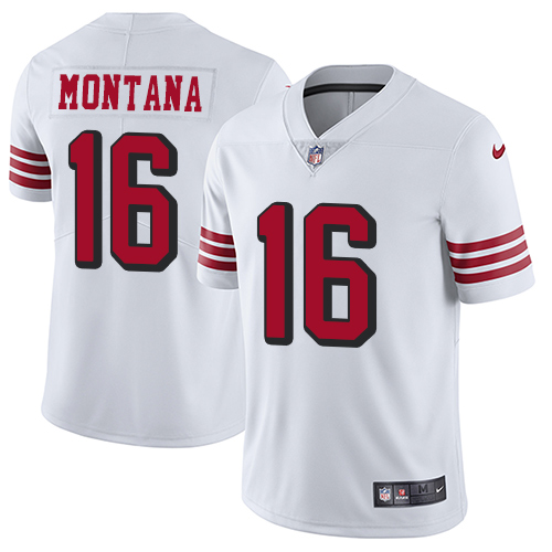 San Francisco 49ers #16 Joe Montana White Untouchable Limited Stitched Jersey - Zenithce