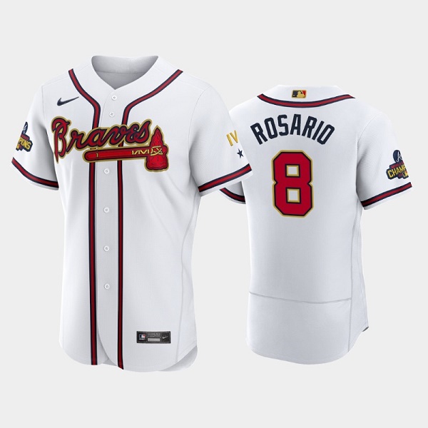 Atlanta Braves #8 Eddie Rosario 2022 White Gold World Series Champions Program Flex Base Stitched Baseball Jersey - Zenithce