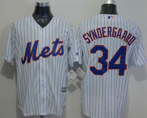 Mets #34 Noah Syndergaard White(Blue Strip) New Cool Base Stitched Jersey - Zenithce