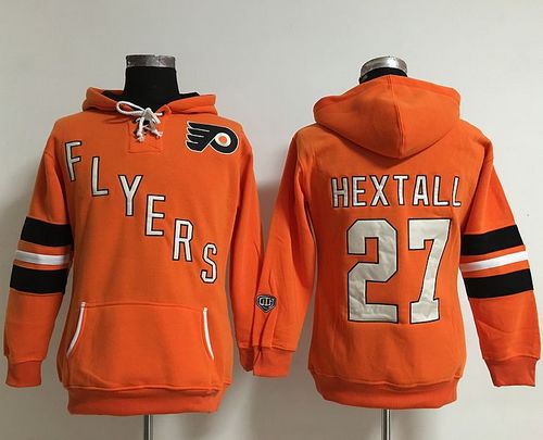 Philadelphia Flyers #27 Ron Hextall Orange Women's Old Time Heidi NHL Hoodie - Zenithce
