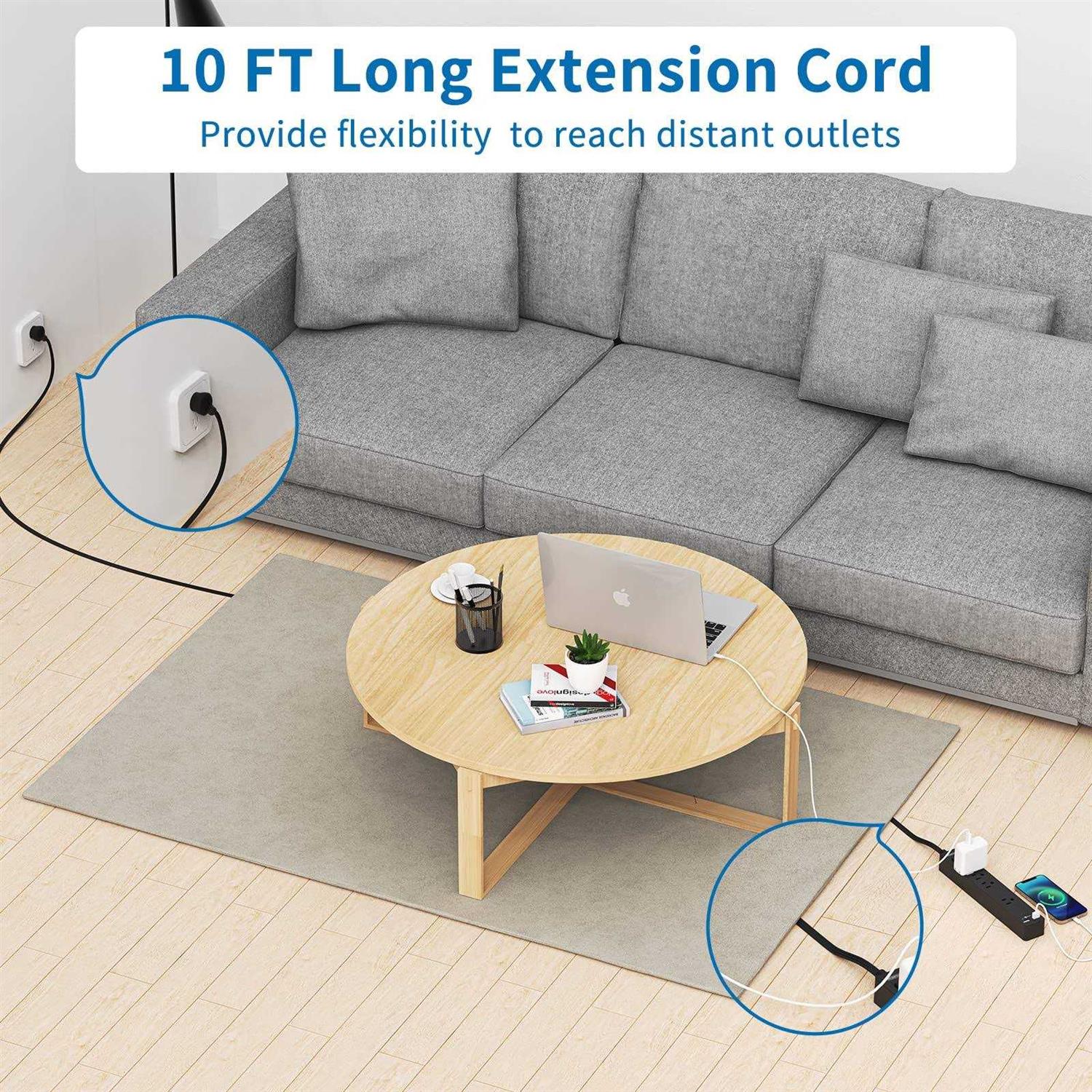 Long Extension cord 15 Ft NTONPOWER Ultra Thin Flat Extension cord Under carpet - Zenithce