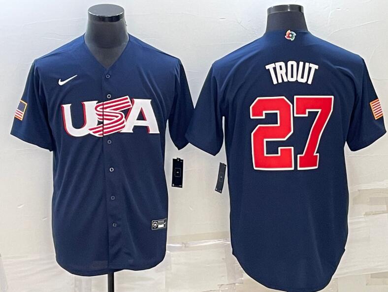 USA Baseball #27 Mike Trout 2023 Navy World Baseball Classic Stitched Jersey - Zenithce