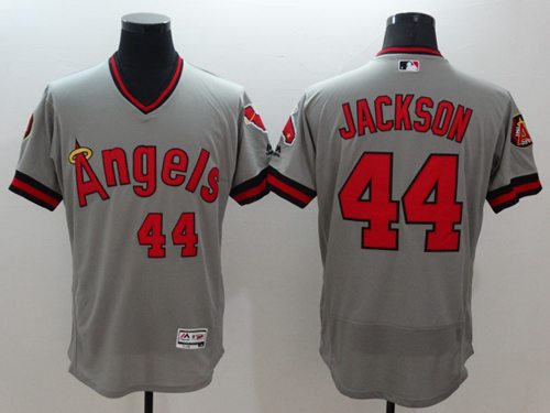 Angels Of Anaheim #44 Reggie Jackson Grey Flexbase Authentic Collection Cooperstown Stitched Jersey - Zenithce