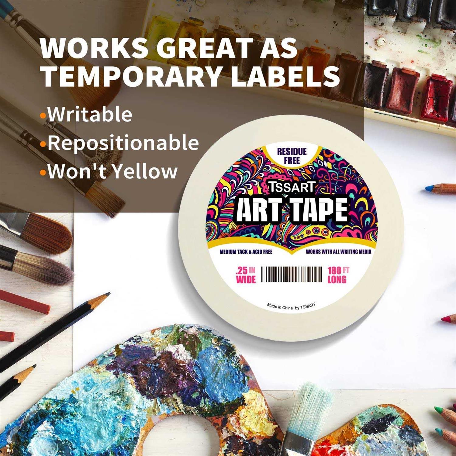 Tssart White Tape Masking Artists Tape for Drafting Art Watercolor Painting Canvas Framing - Zenithce