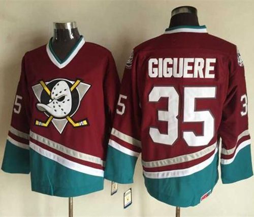 Ducks #35 Jean-Sebastien Giguere Red CCM Throwback Stitched Jersey - Zenithce