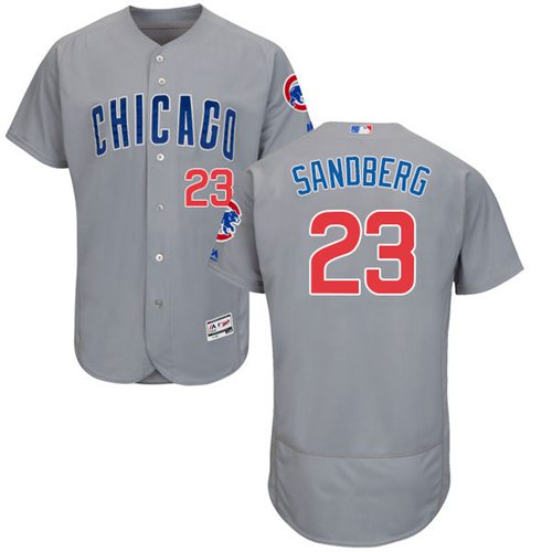 Cubs #23 Ryne Sandberg Grey Flexbase Authentic Collection Road Stitched Jersey - Zenithce
