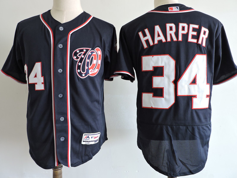Washington Nationals #34 Bryce Harper Navy Blue Elite Stitched Jersey - Zenithce